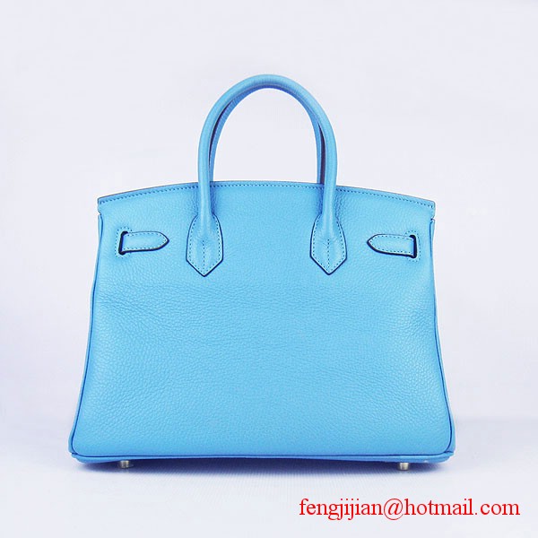 Hermes Birkin 30cm Togo Leather Bag Light Blue 6088